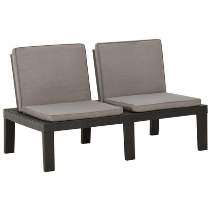 3 pcs conjunto lounge de jardim c/ almofadões plástico cinzento