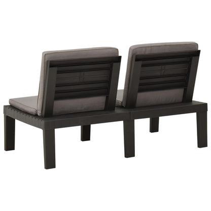 3 pcs conjunto lounge de jardim c/ almofadões plástico cinzento