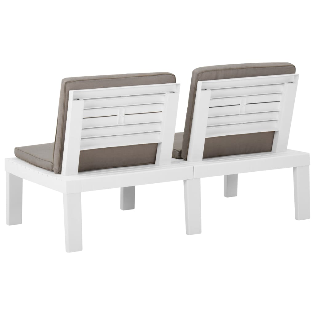 4 pcs conjunto lounge de jardim com almofadões plástico branco