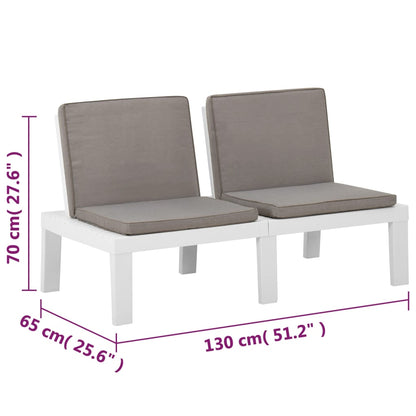 4 pcs conjunto lounge de jardim com almofadões plástico branco