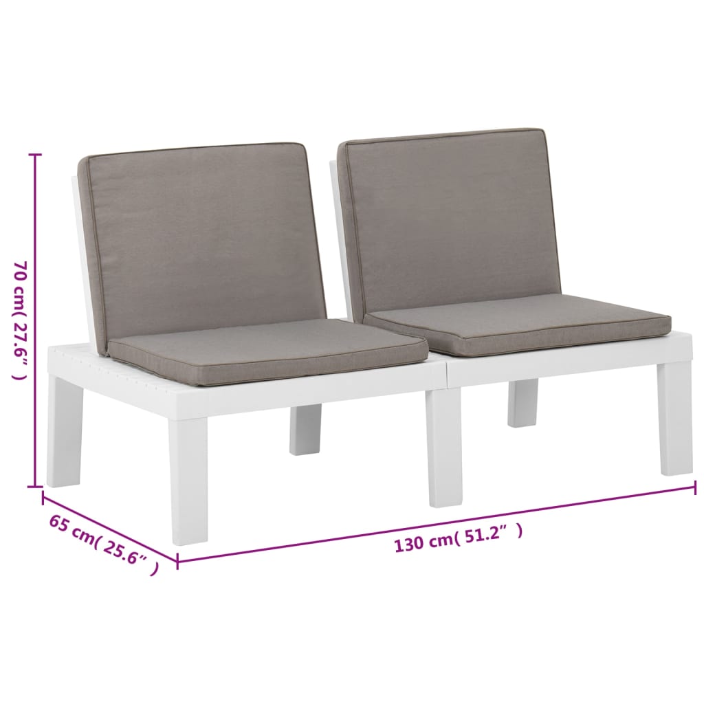 6 pcs conjunto lounge de jardim c/ almofadões plástico branco