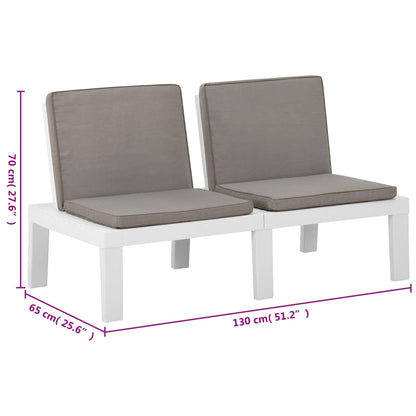 6 pcs conjunto lounge de jardim c/ almofadões plástico branco