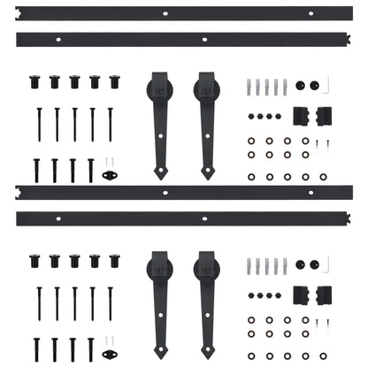 Kits de ferragens para porta deslizante 2 pcs 200 cm aço preto