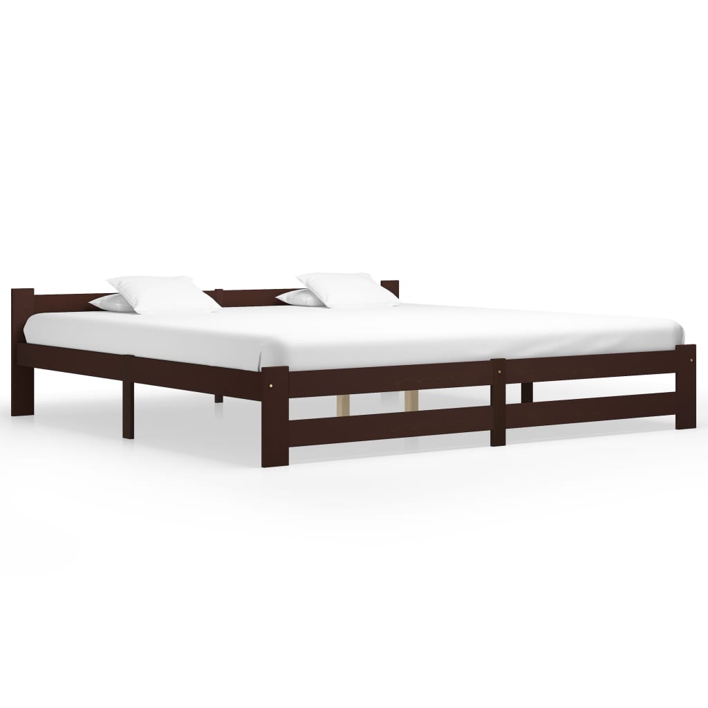 Estrutura de cama 200x200 cm pinho maciço castanho-escuro