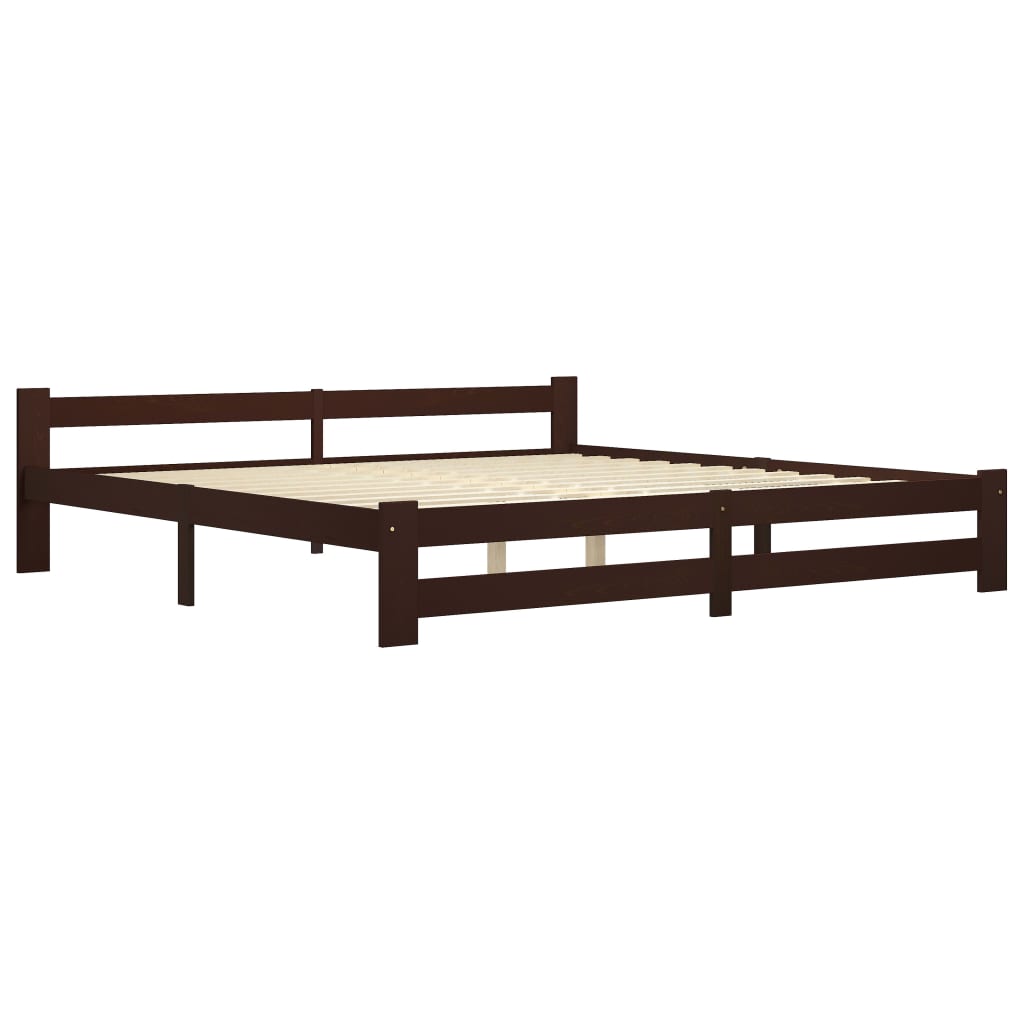 Estrutura de cama 200x200 cm pinho maciço castanho-escuro