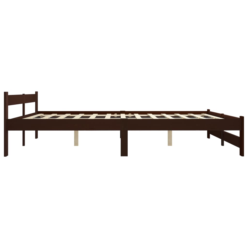 Estrutura de cama 200x200 cm pinho maciço castanho-escuro