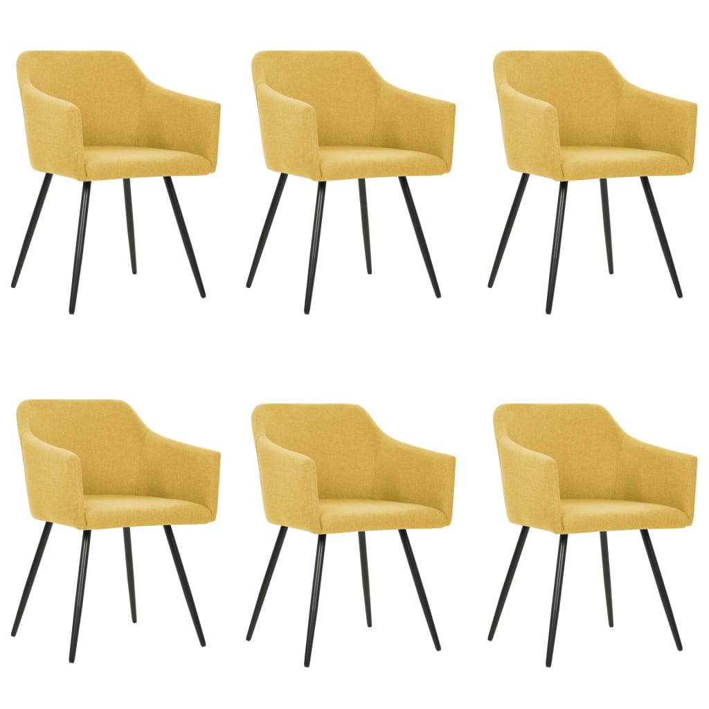 Cadeiras de jantar 6 pcs tecido amarelo