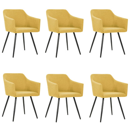 Cadeiras de jantar 6 pcs tecido amarelo