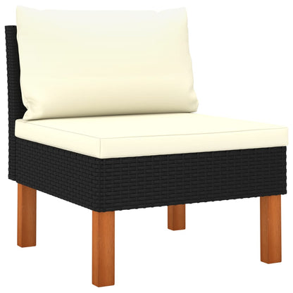 8 pcs conjunto lounge de jardim c/ almofadões vime PE preto