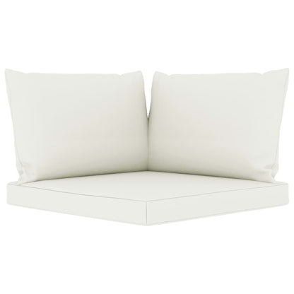 5 pcs conjunto lounge de jardim c/ almofadões cor creme