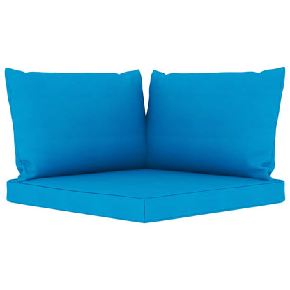 5 pcs conjunto lounge de jardim c/ almofadões azuis