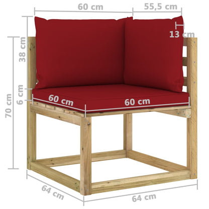 Conj. lounge de jardim 7 pcs com almofadões pinho impregnado