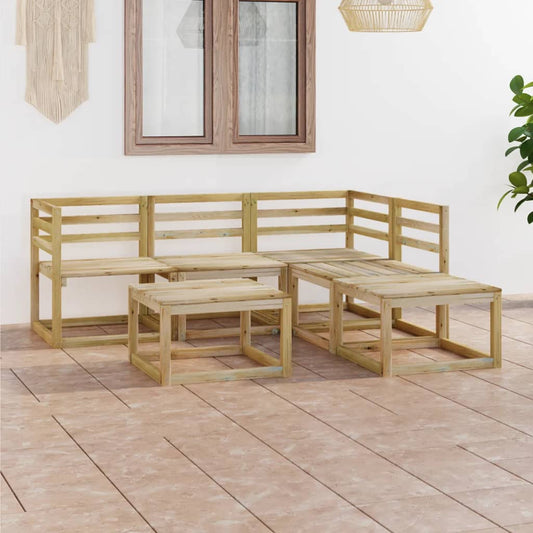 6 pcs conjunto lounge de jardim pinho impregnado verde