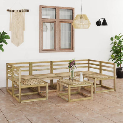 7 pcs conjunto lounge de jardim pinho impregnado verde