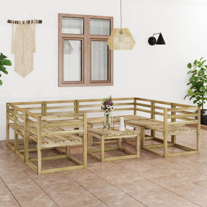 9 pcs conjunto lounge de jardim pinho impregnado verde