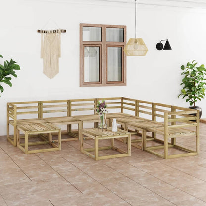 9 pcs conjunto lounge de jardim pinho impregnado verde