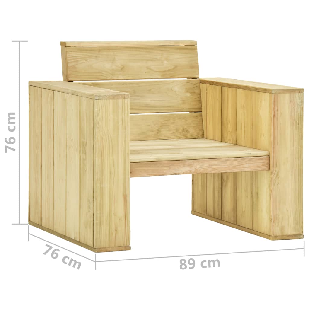 4 pcs conjunto lounge de jardim com almofadões pinho impregnado