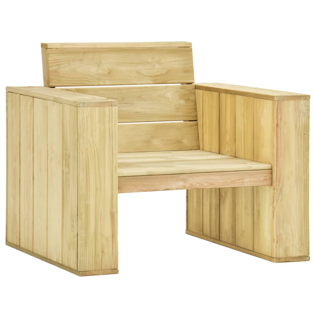 3 pcs conjunto lounge de jardim com almofadões pinho impregnado