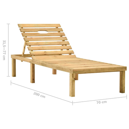 Espreguiçadeira de jardim com mesa e almofadão pinho impregnado