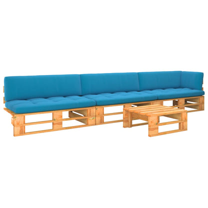 4 pcs conjunto lounge paletes pinho impregnado castanho mel