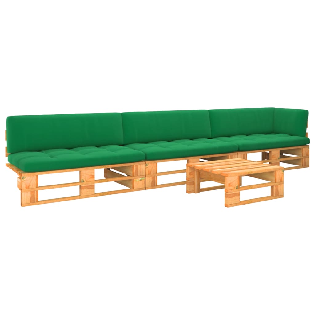 4 pcs conjunto lounge paletes pinho impregnado castanho mel