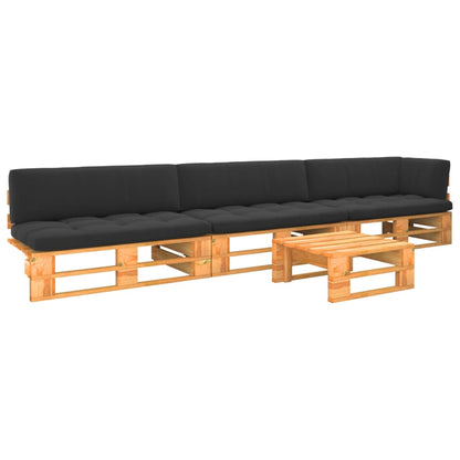 4 pcs conjunto lounge paletes pinho impregnado castanho mel