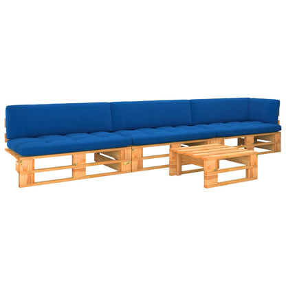 4 pcs conjunto lounge paletes pinho impregnado castanho mel