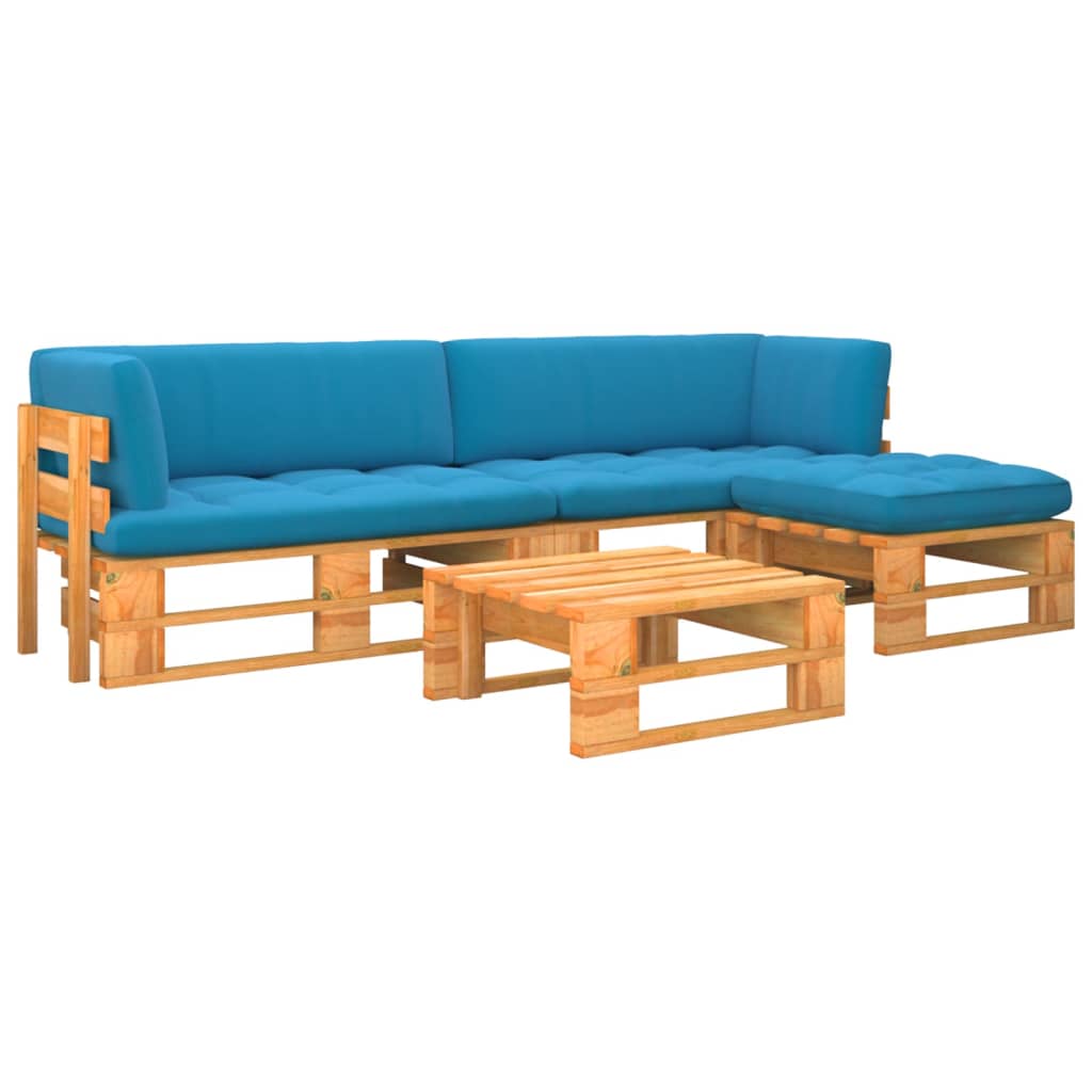 4 pcs conjunto lounge paletes pinho impregnado castanho mel