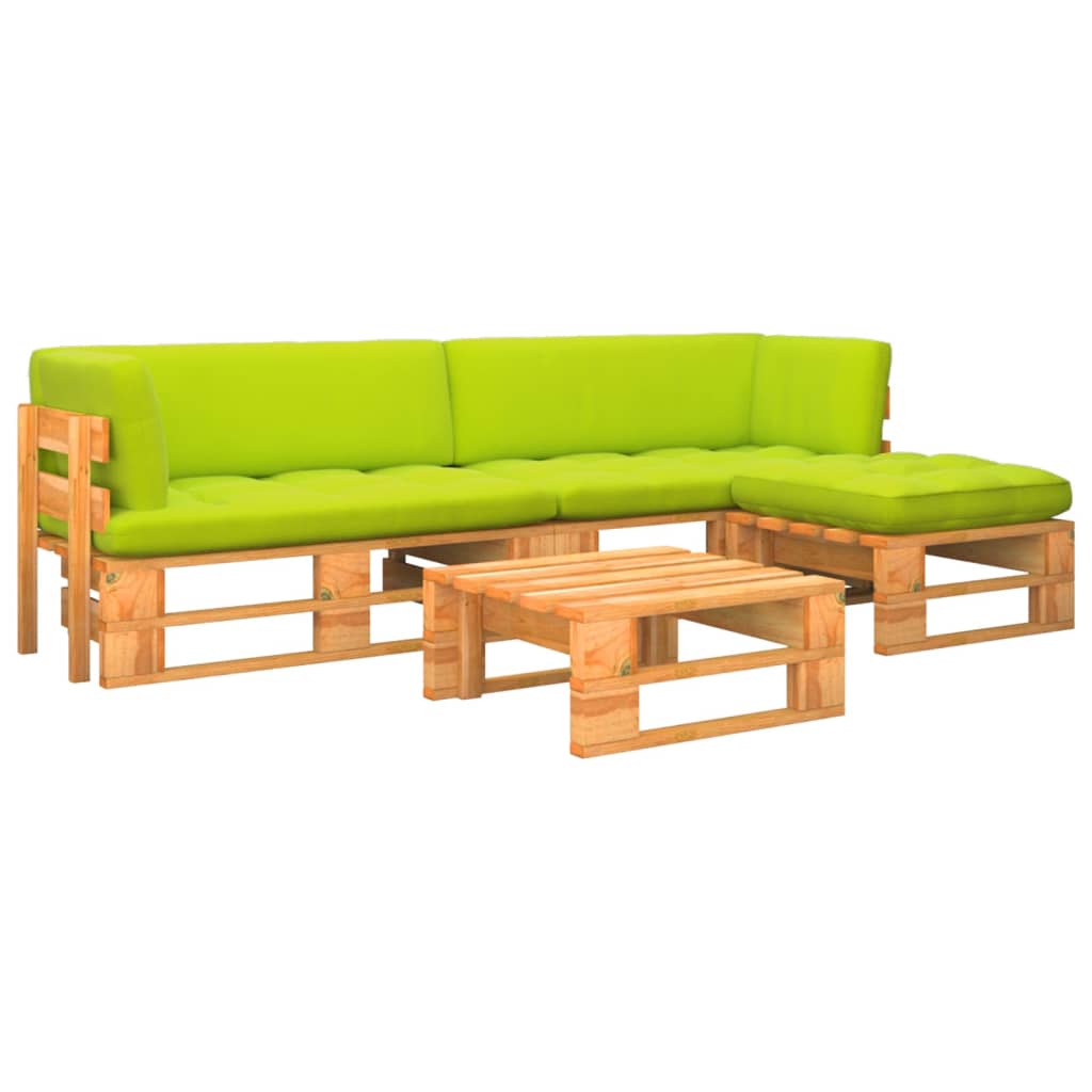 4 pcs conjunto lounge paletes pinho impregnado castanho mel