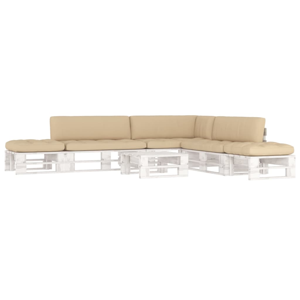 6 pcs conj. lounge paletes + almofadões pinho impregnado branco