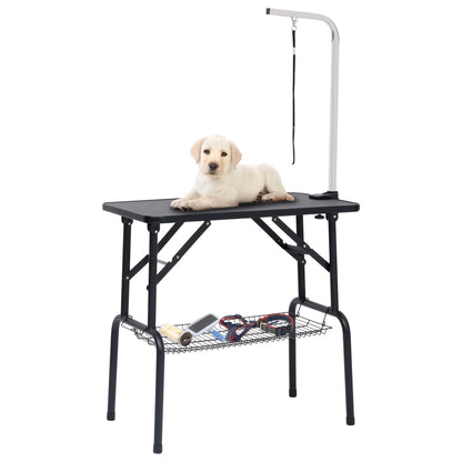 Mesa de grooming ajustável para cães com 1 laço e cesto