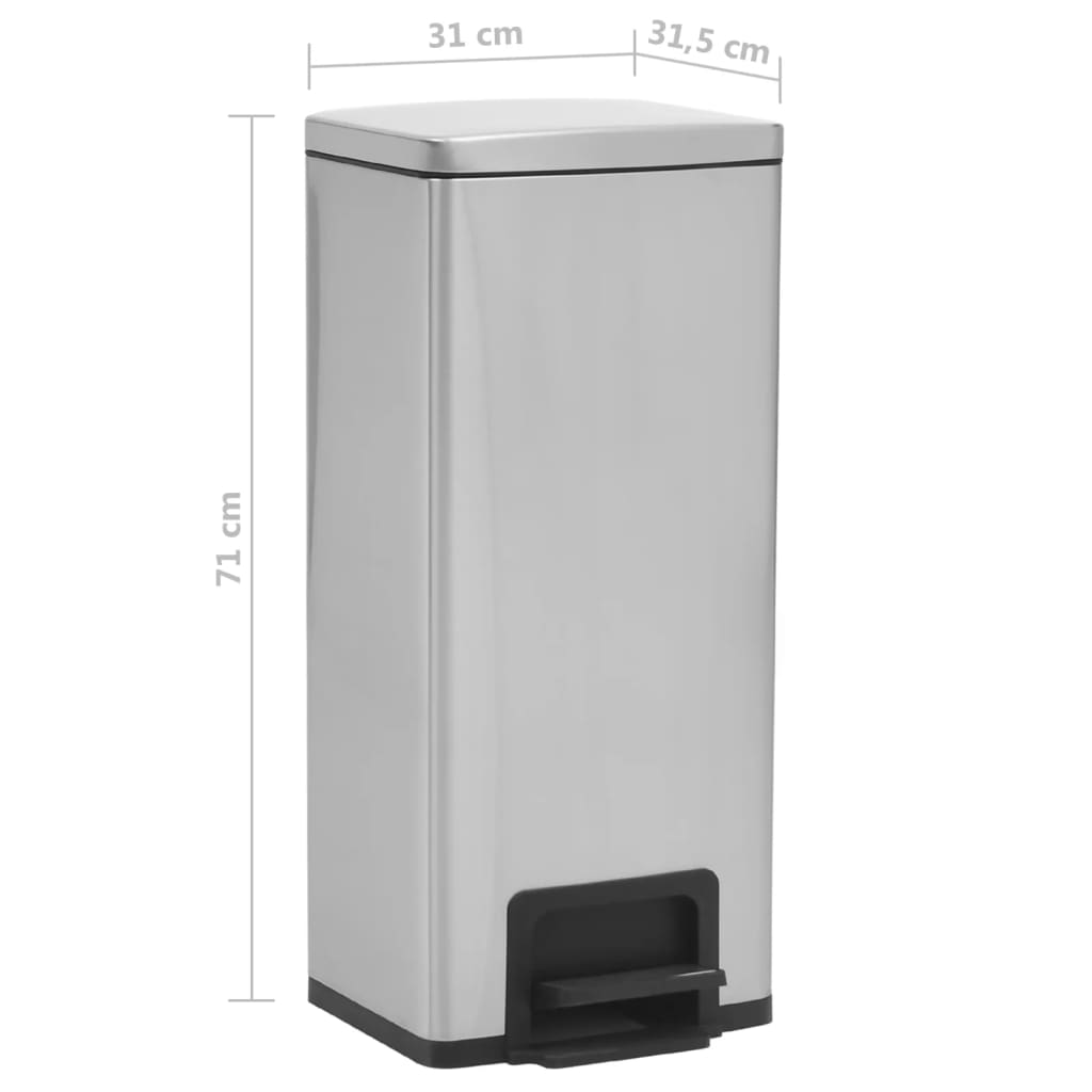 Caixote lixo pedal anti-impressão digit. 30L aço inox. prateado