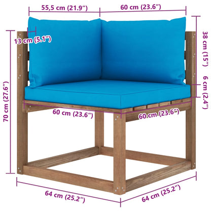 3 pcs conjunto lounge de paletes c/ almofadões pinho impregnado