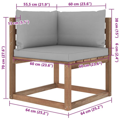 7pcs conj. lounge paletes jardim c/ almofadões pinho impregnado