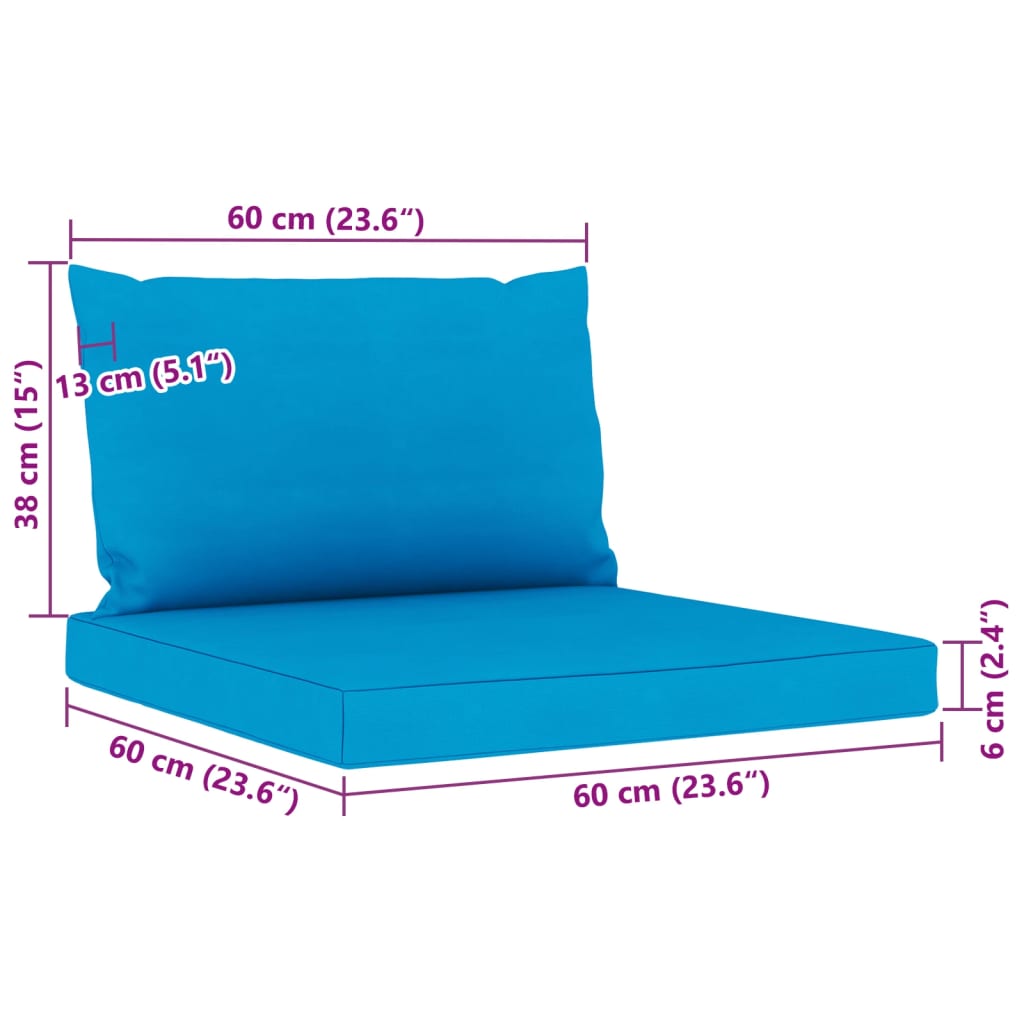 9 pcs conjunto lounge de jardim c/ almofadões azuis