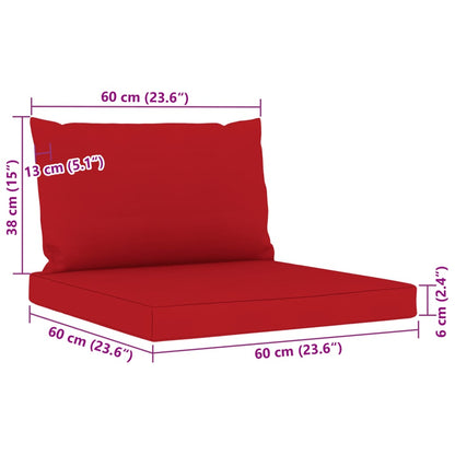 9 pcs conjunto lounge de jardim c/ almofadões vermelhos