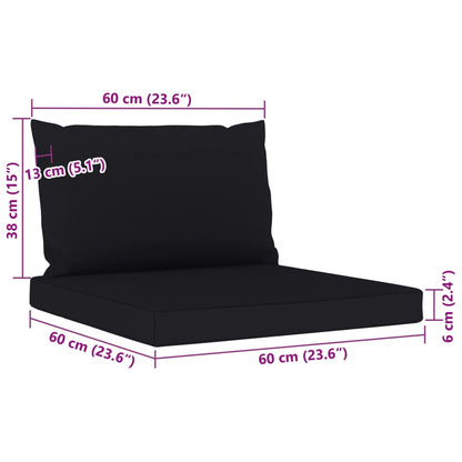 9 pcs conjunto lounge de jardim com almofadões pretos