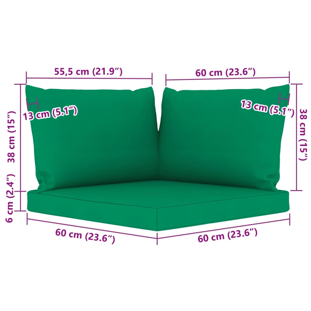 9 pcs conjunto lounge para jardim com almofadões verdes