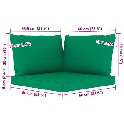 9 pcs conjunto lounge para jardim com almofadões verdes