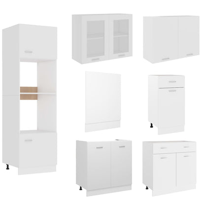 7 pcs conjunto armários de cozinha contraplacado branco