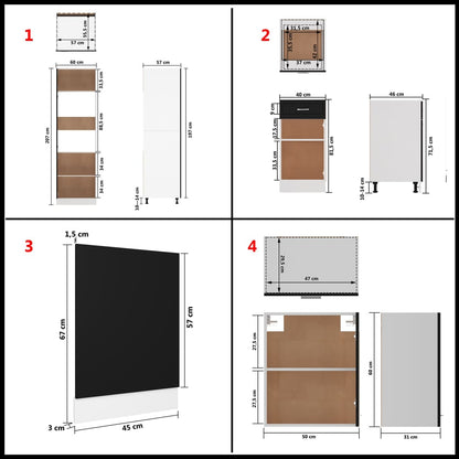 7 pcs conjunto armários de cozinha contraplacado preto