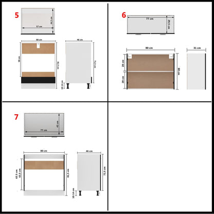 7 pcs conjunto armários de cozinha contraplacado preto