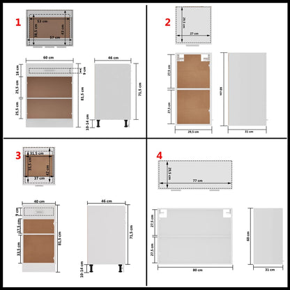 8 pcs conjunto armários de cozinha contraplacado branco