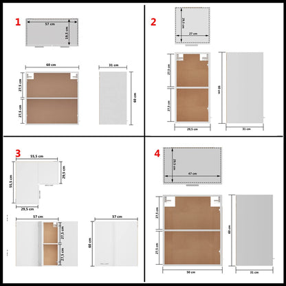 14 pcs conjunto armários de cozinha contraplacado branco