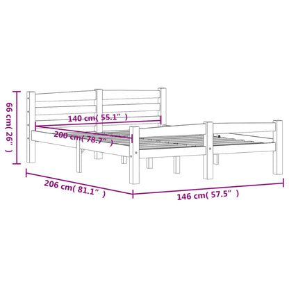 Estrutura de cama em pinho maciço 140x200 cm branco