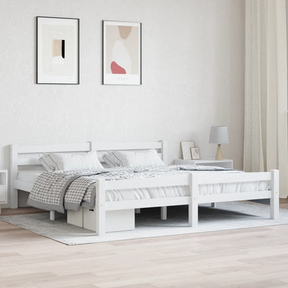 Estrutura de cama em pinho maciço 180x200 cm branco