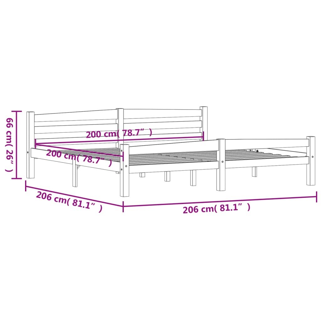 Estrutura de cama 200x200 cm pinho maciço branco