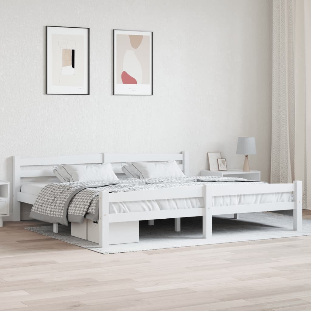 Estrutura de cama 200x200 cm pinho maciço branco