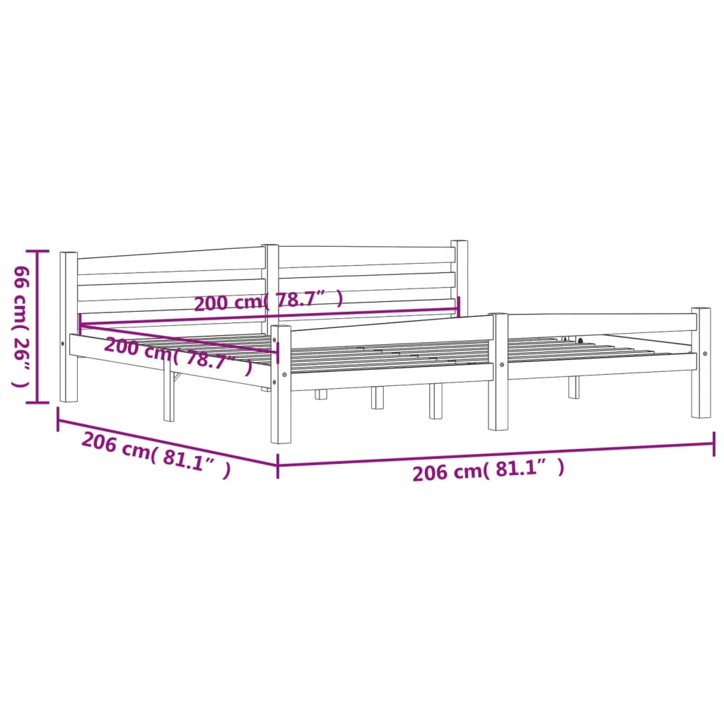 Estrutura de cama 200x200 cm pinho maciço castanho mel