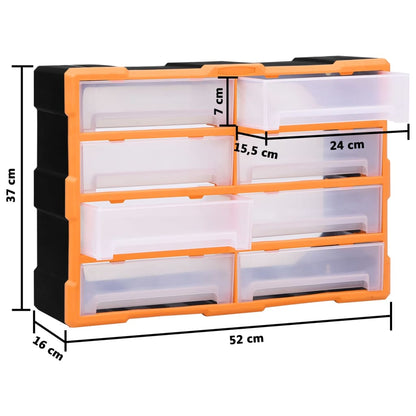 Caixa organizadora com 8 gavetas grandes 52x16x37 cm